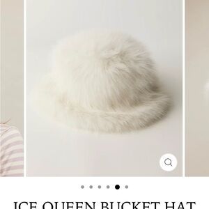 Free People White Furry Bucket Hat